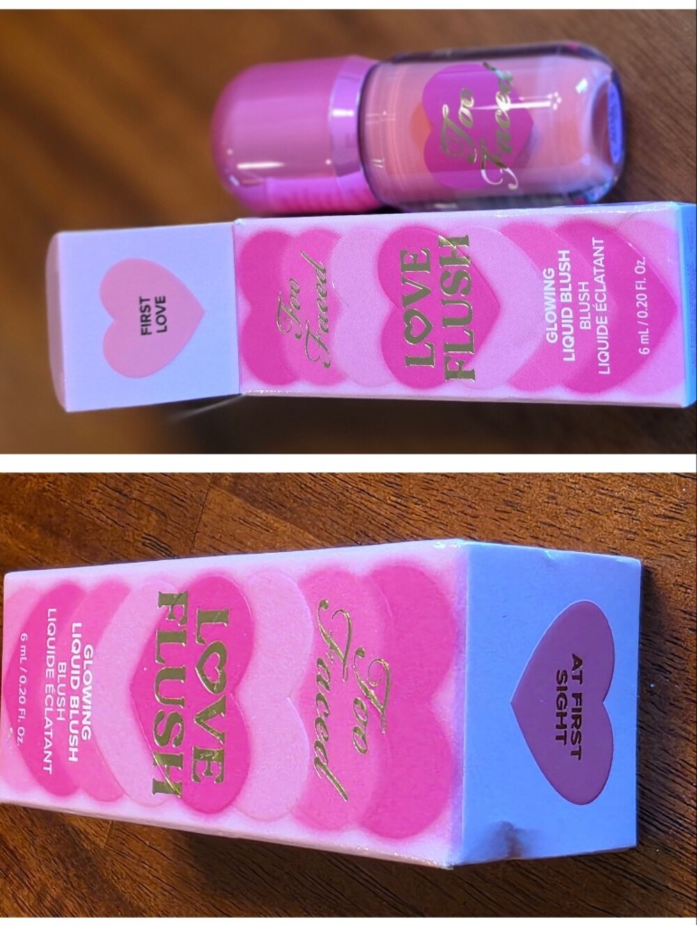 NWT Set of 2 Too Faced Love Flushed Liquid Blush. First Love & At First Sight